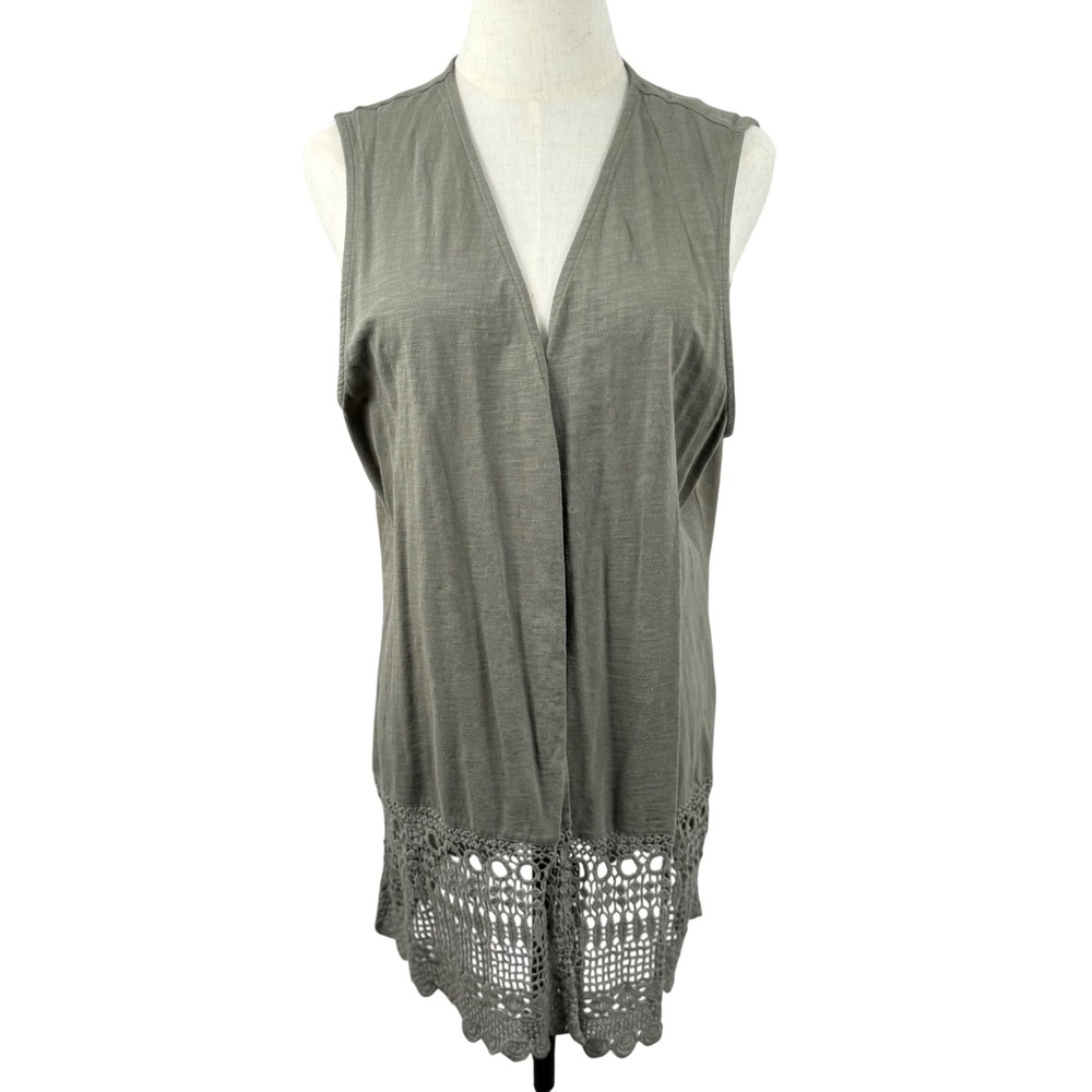 Chico Georgianna Easywear 2 L Crochet Lace Vest Hem Boho Slub Cottagecore Cotton